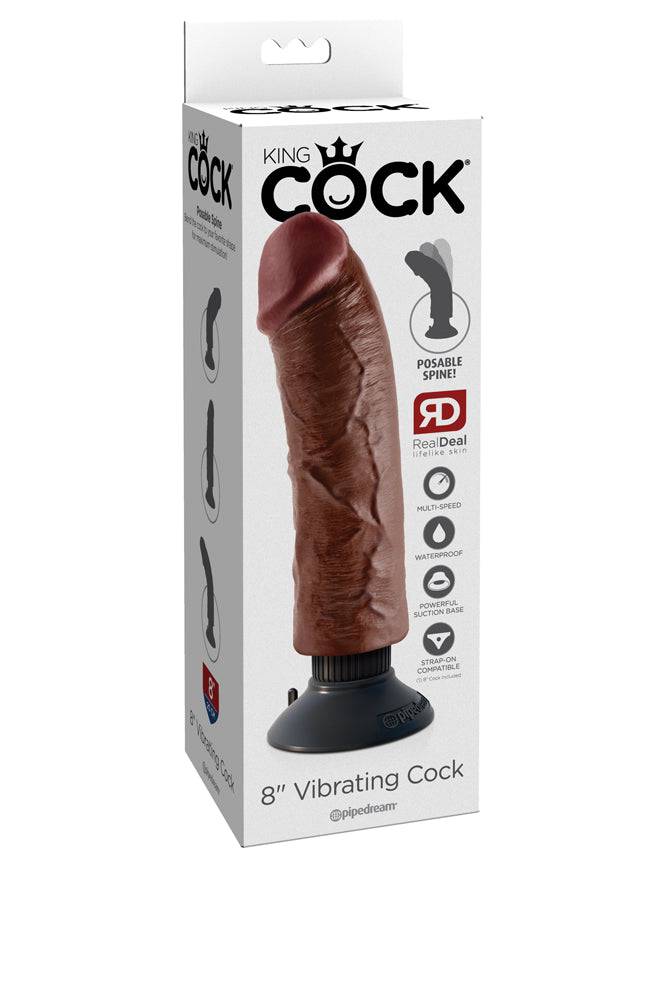 Pipedream - King Cock - Vibrating Realistic Cock - 8 inch - Brown - Stag Shop