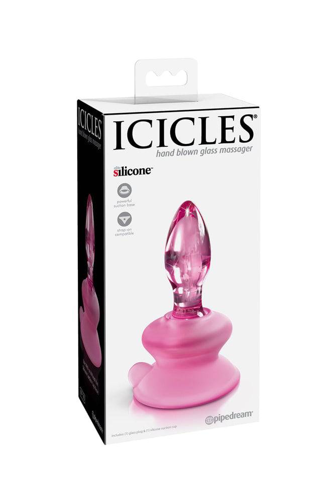 Pipedream - Icicles - No. 90 - Suction Cup Glass Butt Plug - Pink - Stag Shop