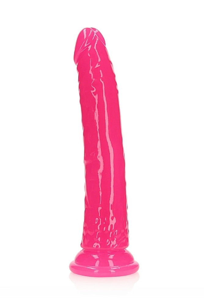 Shots Toys - Real Rock - 9" Glow in the Dark Slim Dildo - Pink - Stag Shop