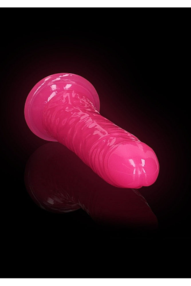 Shots Toys - Real Rock - 9" Glow in the Dark Slim Dildo - Pink - Stag Shop