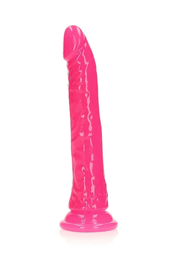 Shots Toys - Real Rock - 9" Glow in the Dark Slim Dildo - Pink - Stag Shop