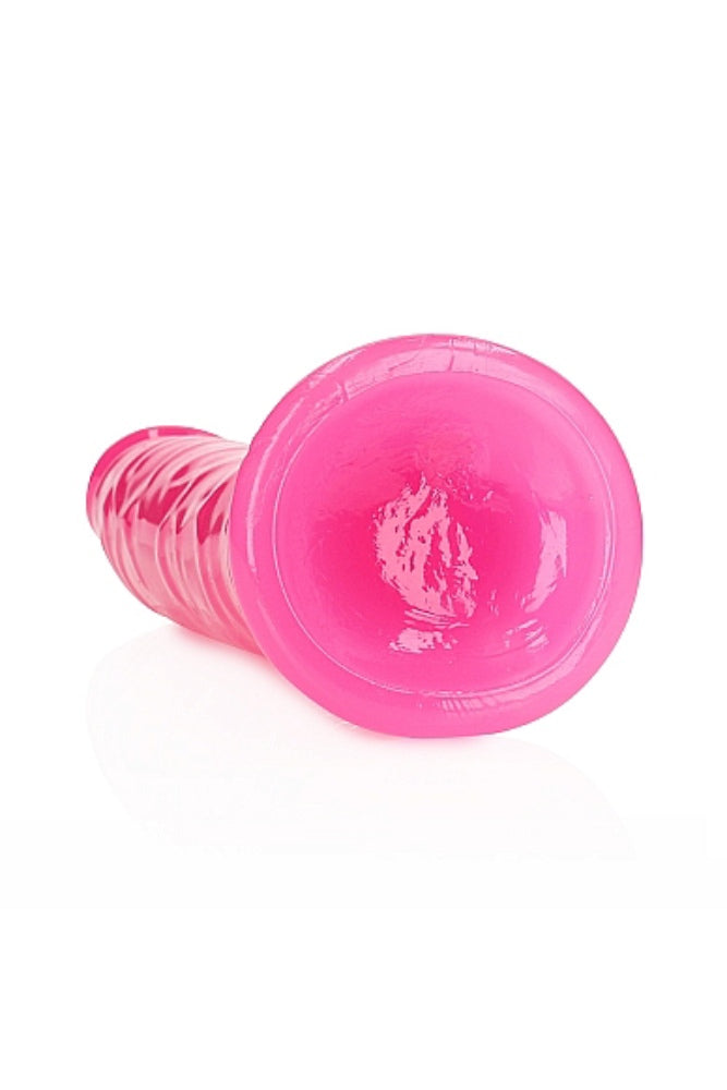 Shots Toys - Real Rock - 9" Glow in the Dark Slim Dildo - Pink - Stag Shop