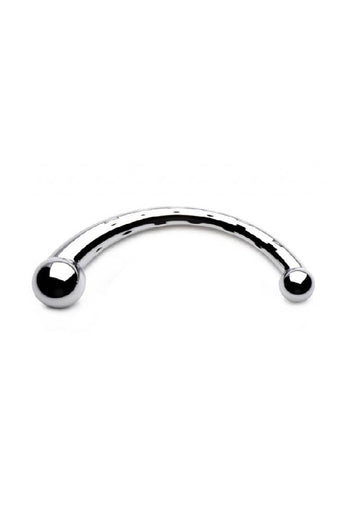 XR Brands - Master Series - Chrome Crescent Dual Ended Dildo - Silver - Stag Shop
