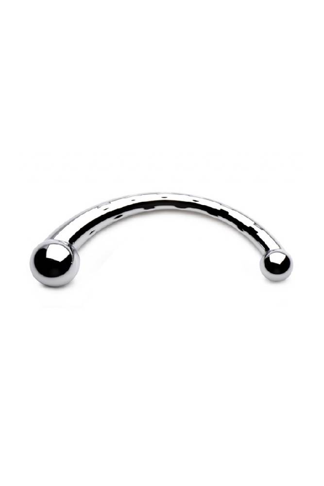 XR Brands - Master Series - Chrome Crescent Dual Ended Dildo - Silver - Stag Shop