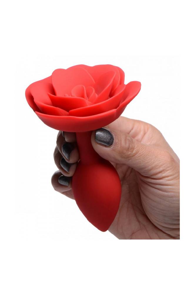 XR Brands - Booty Bloom Rose Silicone Anal Plug - Red - Stag Shop