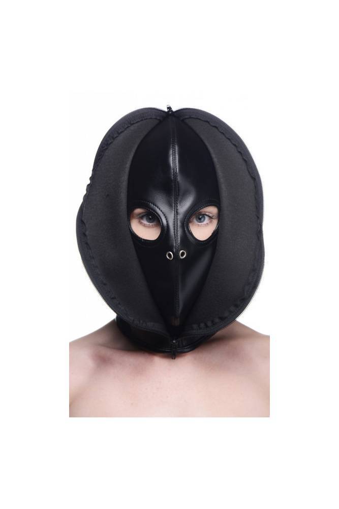 XR Brands - Strict - Zip Front Bondage Hood - Black - Stag Shop