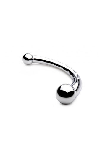 XR Brands - Master Series - Chrome Crescent Dual Ended Dildo - Silver - Stag Shop