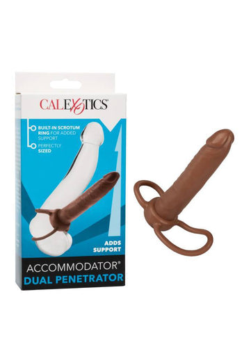 Cal Exotics - Accommodator Dual Penetrator Strap-On - Brown - Stag Shop