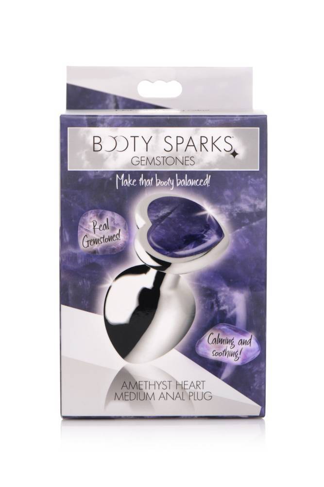 XR Brands - Booty Sparks - Heart-Shaped Amethyst Butt Plug - Medium - Stag Shop