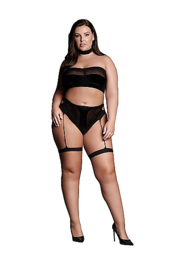 Shots Toys - Le Désir - SHA008 - Ananke Three Piece Bandeau & Panty Set - Black - OS/XL - Stag Shop