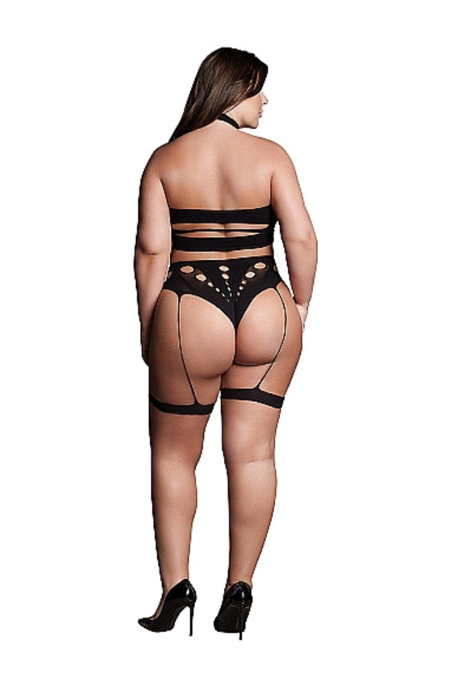 Shots Toys - Le Désir - SHA008 - Ananke Three Piece Bandeau & Panty Set - Black - OS/XL - Stag Shop