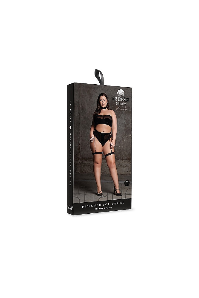 Shots Toys - Le Désir - SHA008 - Ananke Three Piece Bandeau & Panty Set - Black - OS/XL - Stag Shop