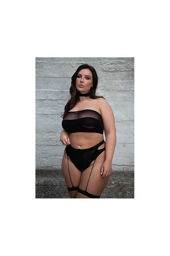 Shots Toys - Le Désir - SHA008 - Ananke Three Piece Bandeau & Panty Set - Black - OS/XL - Stag Shop