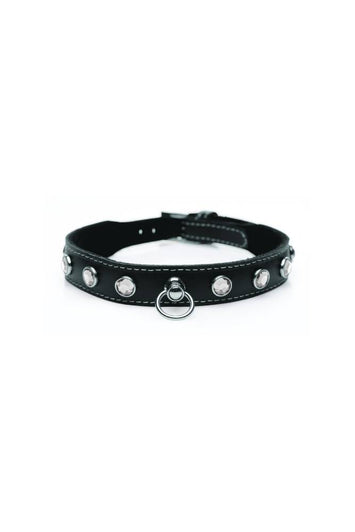XR Brands - Master Series - Bling Vixen Choker with Rhinestones - Black/Clear - Stag Shop