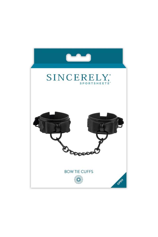 Sincerely by Sportsheets - Bow Tie Wrist Cuffs - Black - Stag Shop
