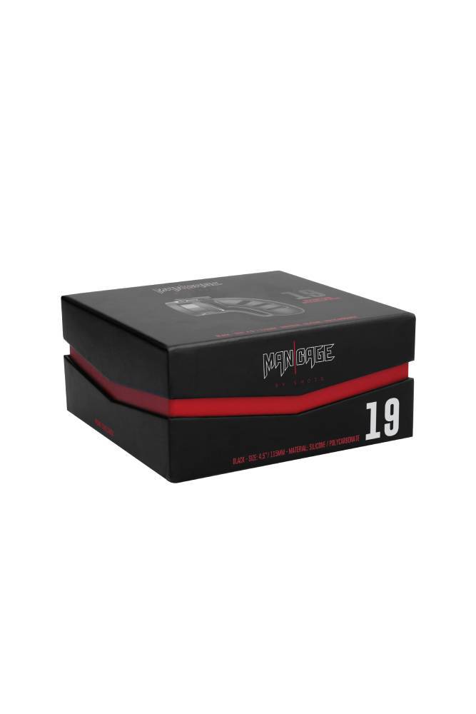 ManCage by Shots Toys - Model 19 Cock Cage Ballsplitter - 4.5 Inch - Black - Stag Shop