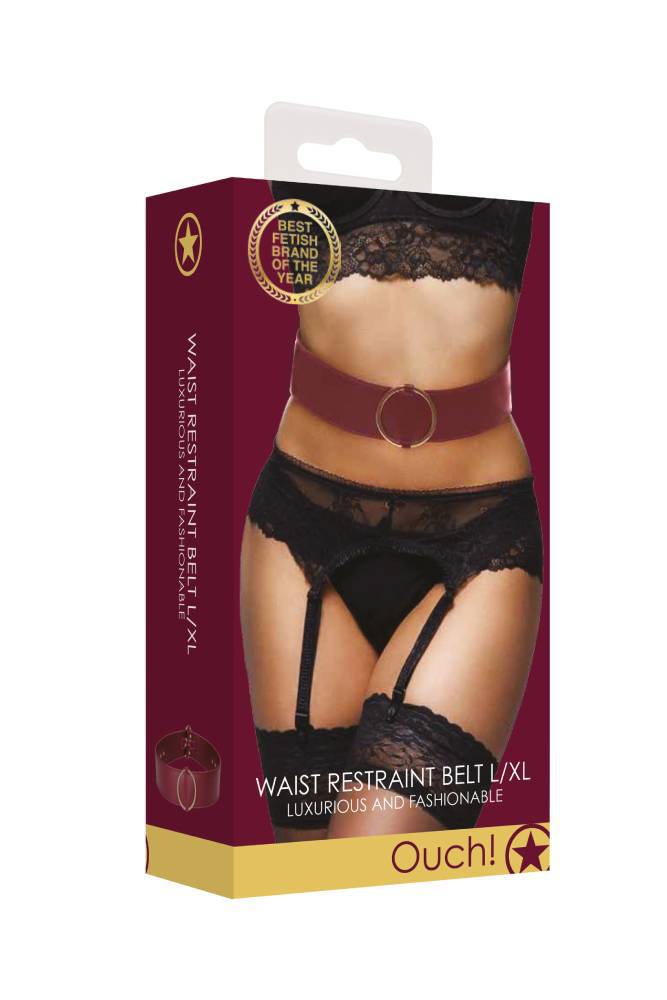 Ouch by Shots Toys - Halo - Waist Belt - Burgundy - L/XL - Stag Shop