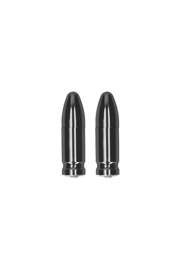 Ouch by Shots Toys - Diamond Bullet - Magnetic Nipple Clamps - Grey - Stag Shop