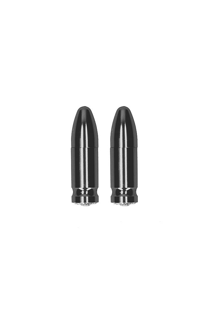 Ouch by Shots Toys - Diamond Bullet - Magnetic Nipple Clamps - Grey - Stag Shop