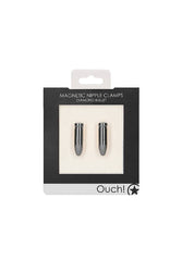 Ouch by Shots Toys - Diamond Bullet - Magnetic Nipple Clamps - Grey - Stag Shop