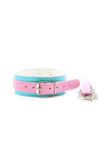 Nobu - CL2 Choker and Leash Set - Pink/Blue - Stag Shop