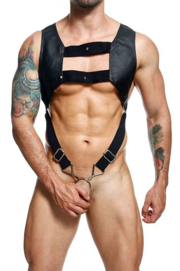 MaleBasics - DNGEON - Crop Top Cock Ring Harness - Black - OS - Stag Shop