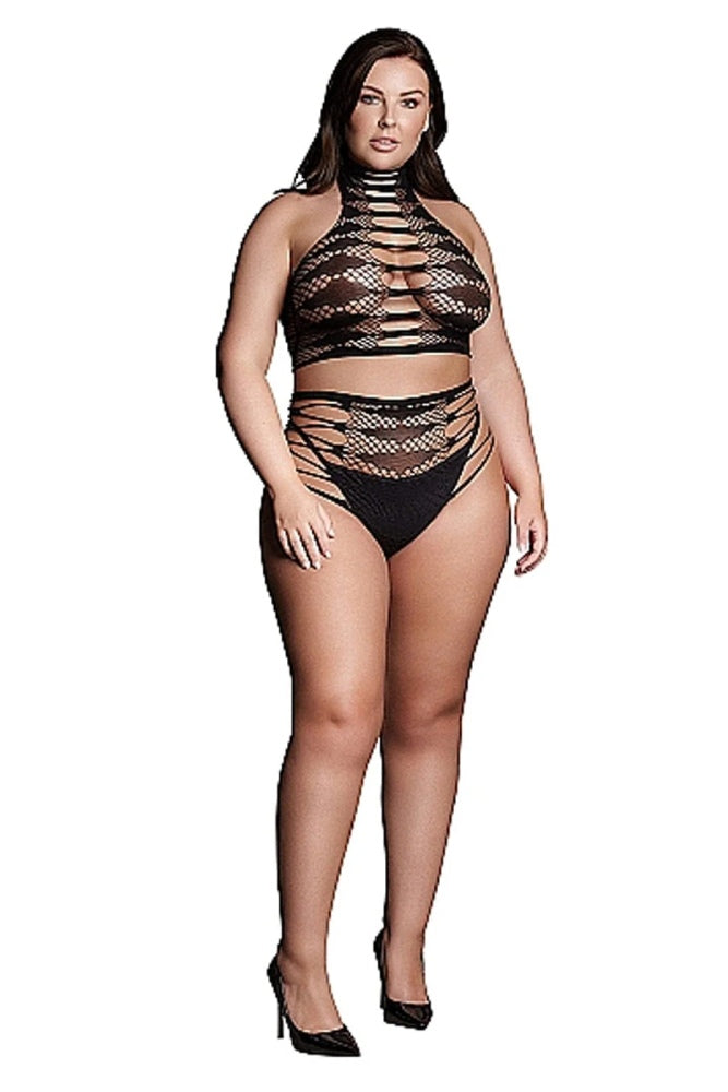 Shots Toys - Le Désir - SHA003 - Carpo Crop Top & Panty Set - Black - OS/XL - Stag Shop