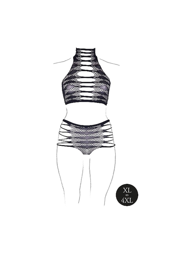 Shots Toys - Le Désir - SHA003 - Carpo Crop Top & Panty Set - Black - OS/XL - Stag Shop