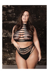 Shots Toys - Le Désir - SHA003 - Carpo Crop Top & Panty Set - Black - OS/XL - Stag Shop