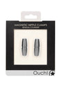 Ouch by Shots Toys - Sensual Cylinder - Magnetic Nipple Clamps - Silver - Stag Shop