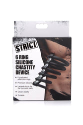 XR Brands - Gates of Hell - 6 Ring Silicone Cock Cage - Black - Stag Shop
