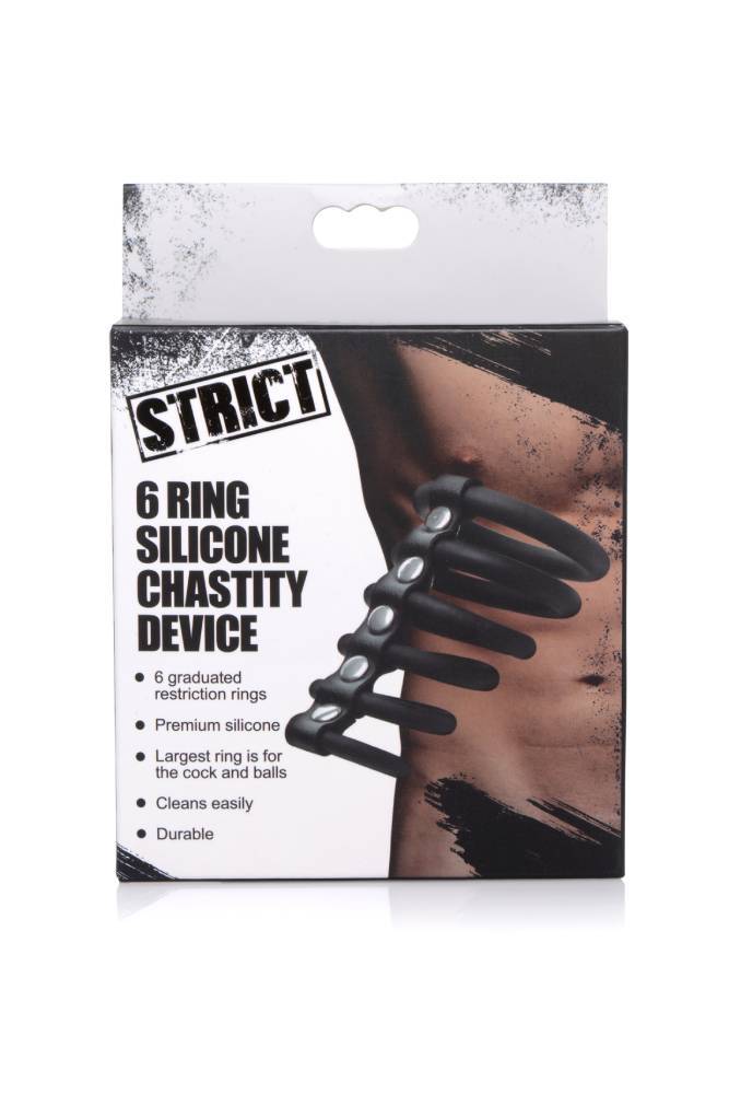 XR Brands - Gates of Hell - 6 Ring Silicone Cock Cage - Black - Stag Shop