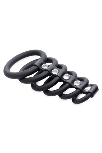 XR Brands - Gates of Hell - 6 Ring Silicone Cock Cage - Black - Stag Shop