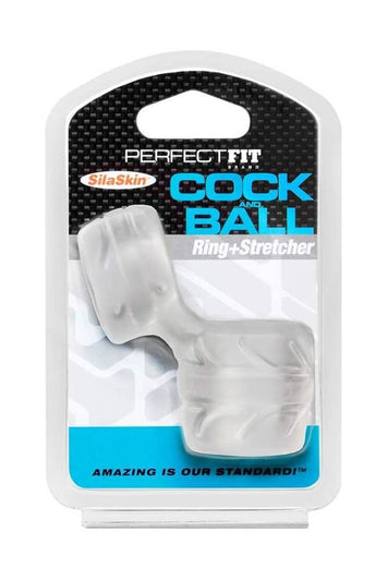 Perfect Fit - Silaskin Cock Ring and Ball Stretcher - Clear - Stag Shop