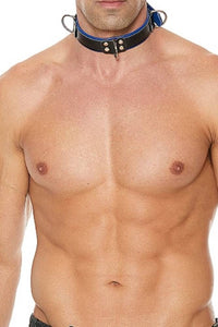 Thumbnail for Ouch by Shots Toys - Deluxe Bondage Collar - Blue - Stag Shop