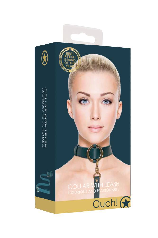 Ouch by Shots Toys - Halo - Collar with Leash - Green - Stag Shop