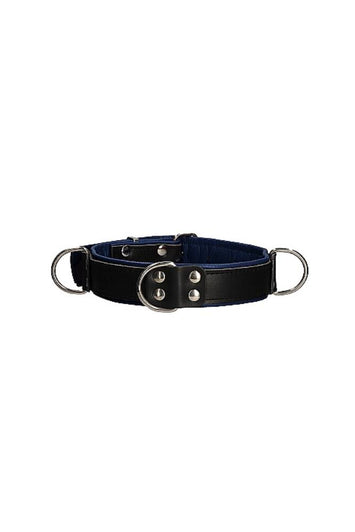 Ouch by Shots Toys - Deluxe Bondage Collar - Blue - Stag Shop