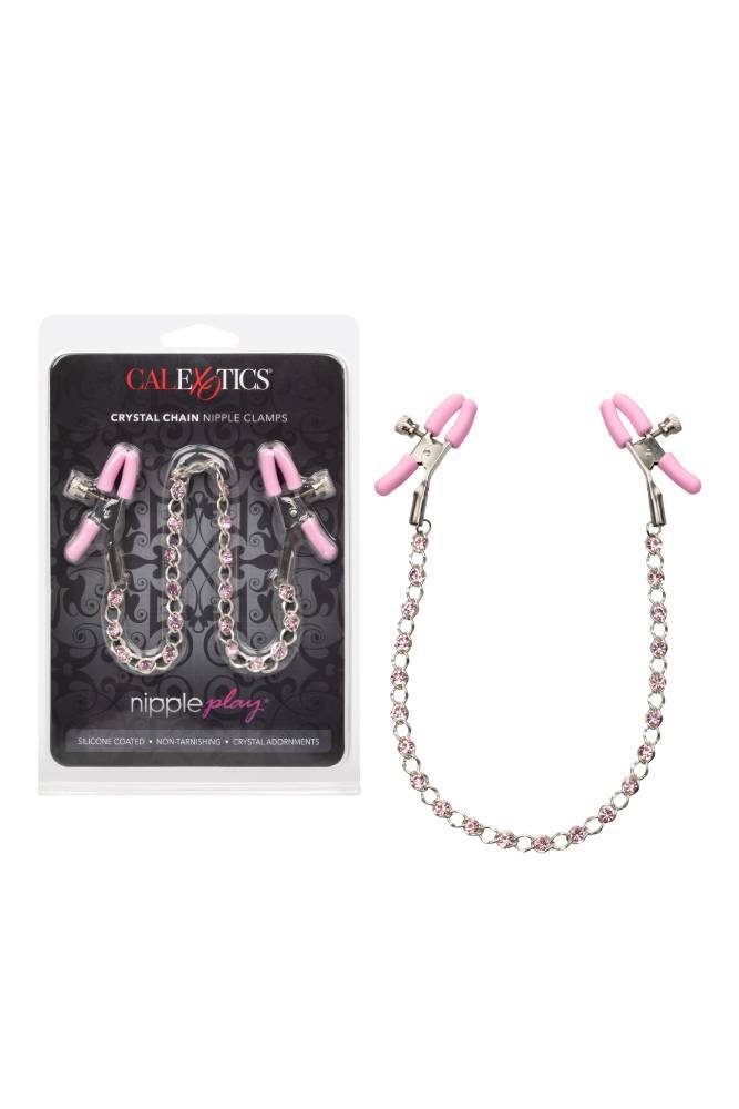 Cal Exotics - Nipple Play - Crystal Chain Nipple Clamps - Pink - Stag Shop