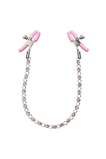 Cal Exotics - Nipple Play - Crystal Chain Nipple Clamps - Pink - Stag Shop