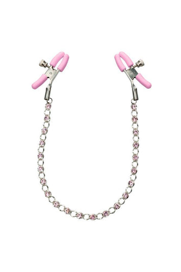 Cal Exotics - Nipple Play - Crystal Chain Nipple Clamps - Pink - Stag Shop