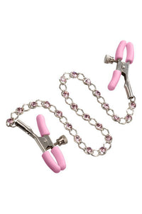 Thumbnail for Cal Exotics - Nipple Play - Crystal Chain Nipple Clamps - Pink - Stag Shop