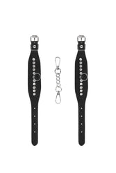 Shots Toys - Diamond Studded Wrist Cuffs - Black - Stag Shop