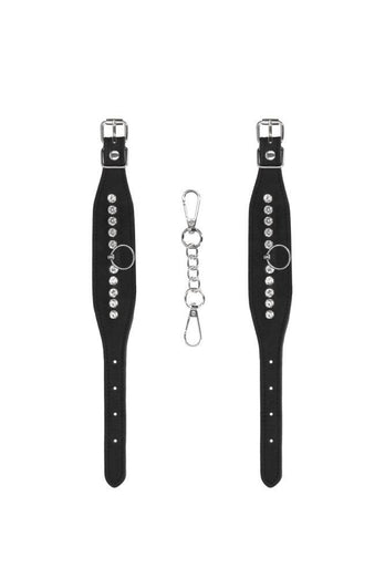 Shots Toys - Diamond Studded Wrist Cuffs - Black - Stag Shop