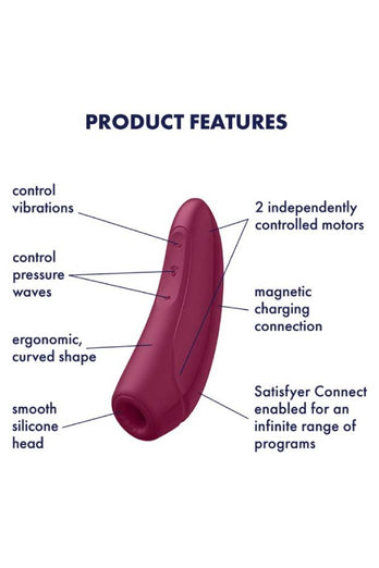 Satisfyer - Curvy 1 Plus Bluetooth Clitoral Stimulator - Bordeaux - Stag Shop