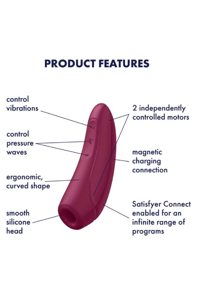 Satisfyer - Curvy 1 Plus Bluetooth Clitoral Stimulator - Bordeaux - Stag Shop