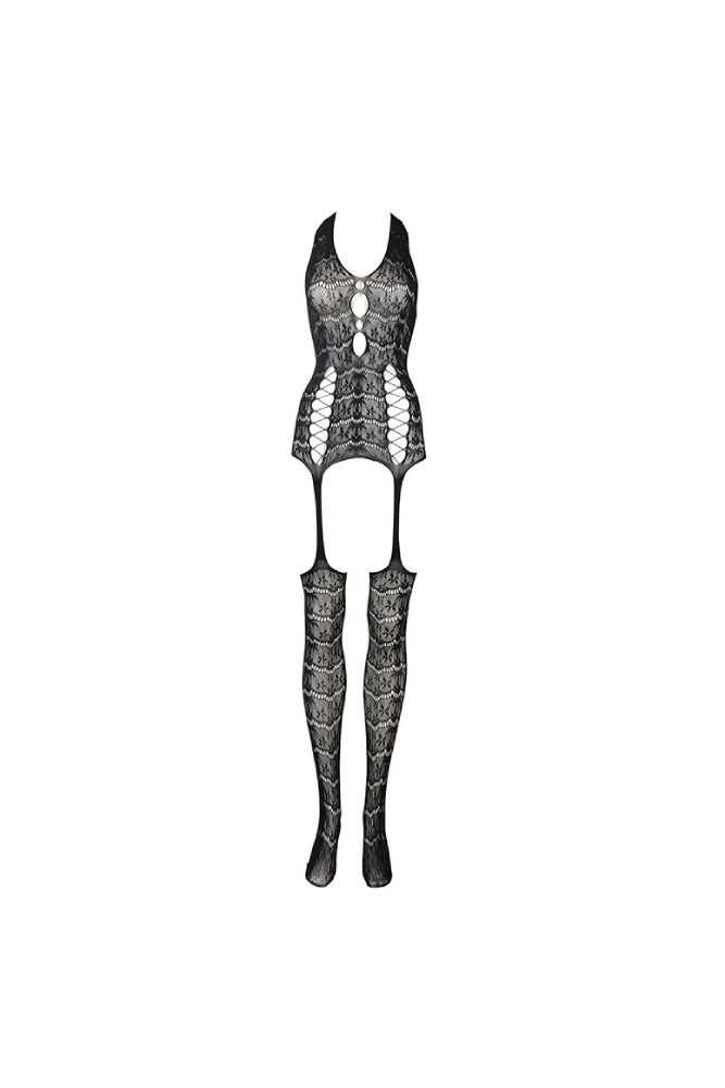Shots Toys - Le Désir - DES014 - Lace Suspender Bodystocking - OS - Black - Stag Shop