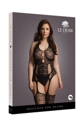 Shots Toys - Le Désir - DES014X - Lace Suspender Bodystocking - OS/XL - Black - Stag Shop
