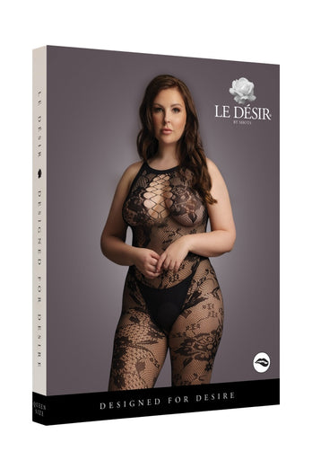 Shots Toys - Le Désir - DES023X - Crotchless Lace Bodystocking - OS/XL - Black - Stag Shop