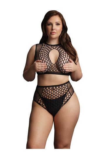 Shots Toys - Le Désir - DES027X - Key-Hole Bra Set - OS/XL - Black - Stag Shop