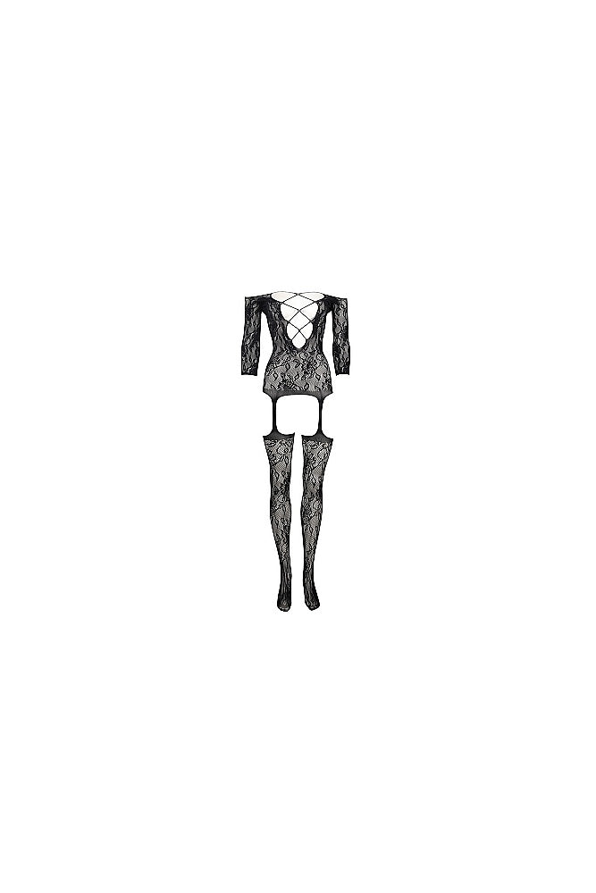 Shots Toys - Le Désir - DES032X - Criss Cross Neck Bodystocking - OS/XL - Black - Stag Shop